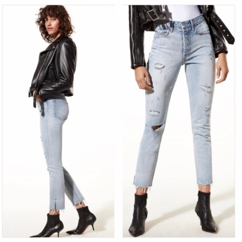 GRLFRND Karolina High Distressed Skinny Jeans NWT